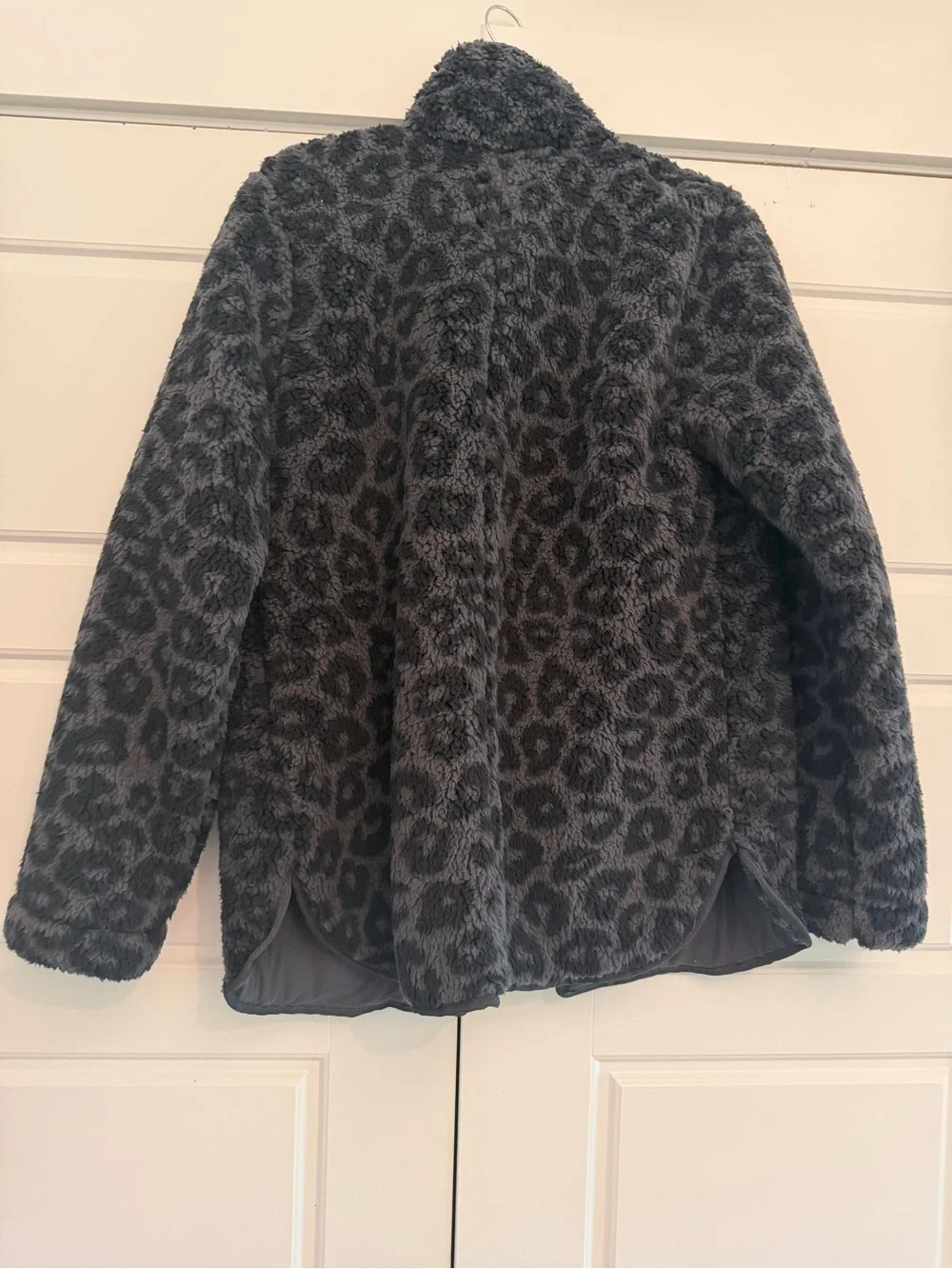 Abercrombie & Fitch Women's Sherpa Nylon-Trim Snap-Up Jacket Dark grey